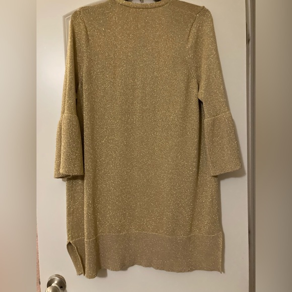 Gold open front knit cardigan - Picture 2 of 5